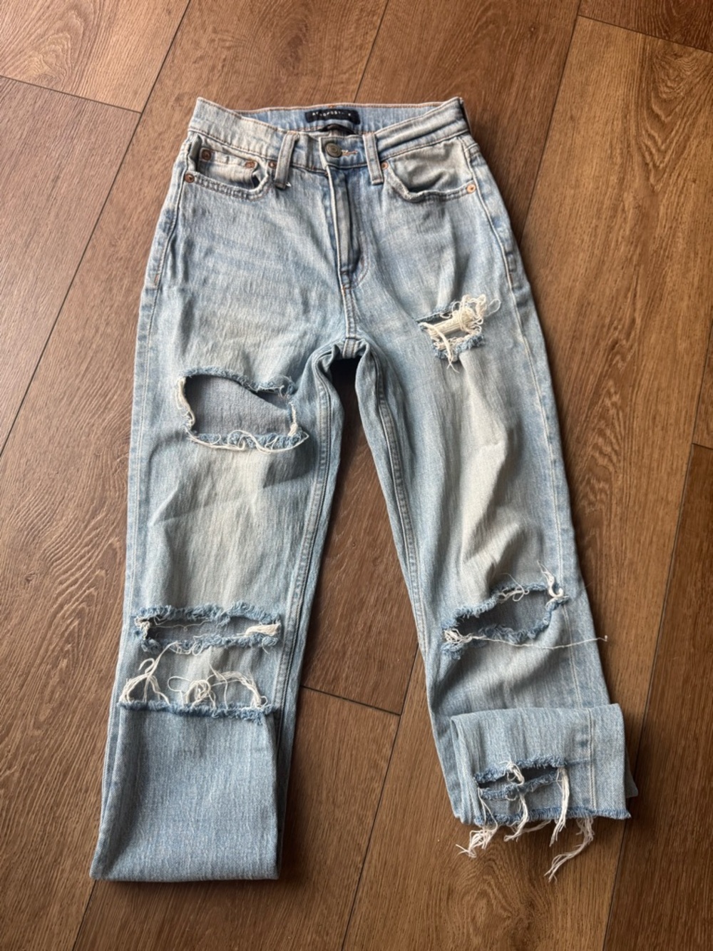 Aeropostale Light Blue Distressed Boyfriend Jeans